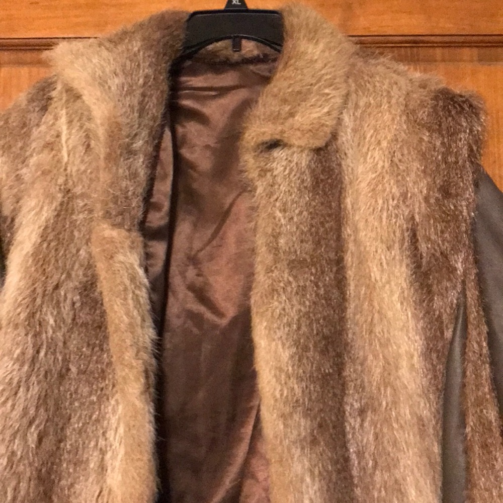 Beaver and real leather jacket